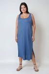Long sleeveless ribbed knit dress.