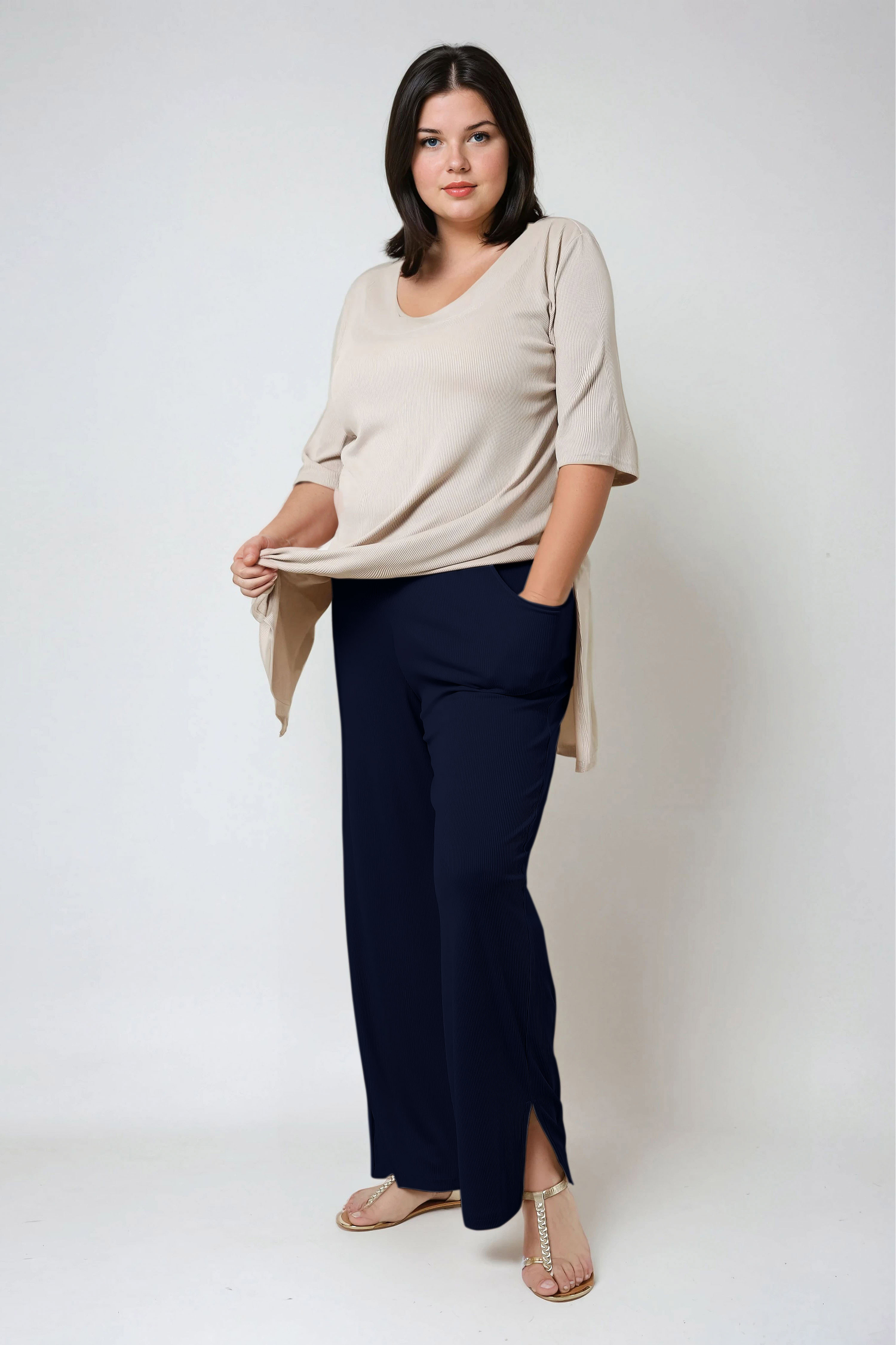 Plain ribbed pants