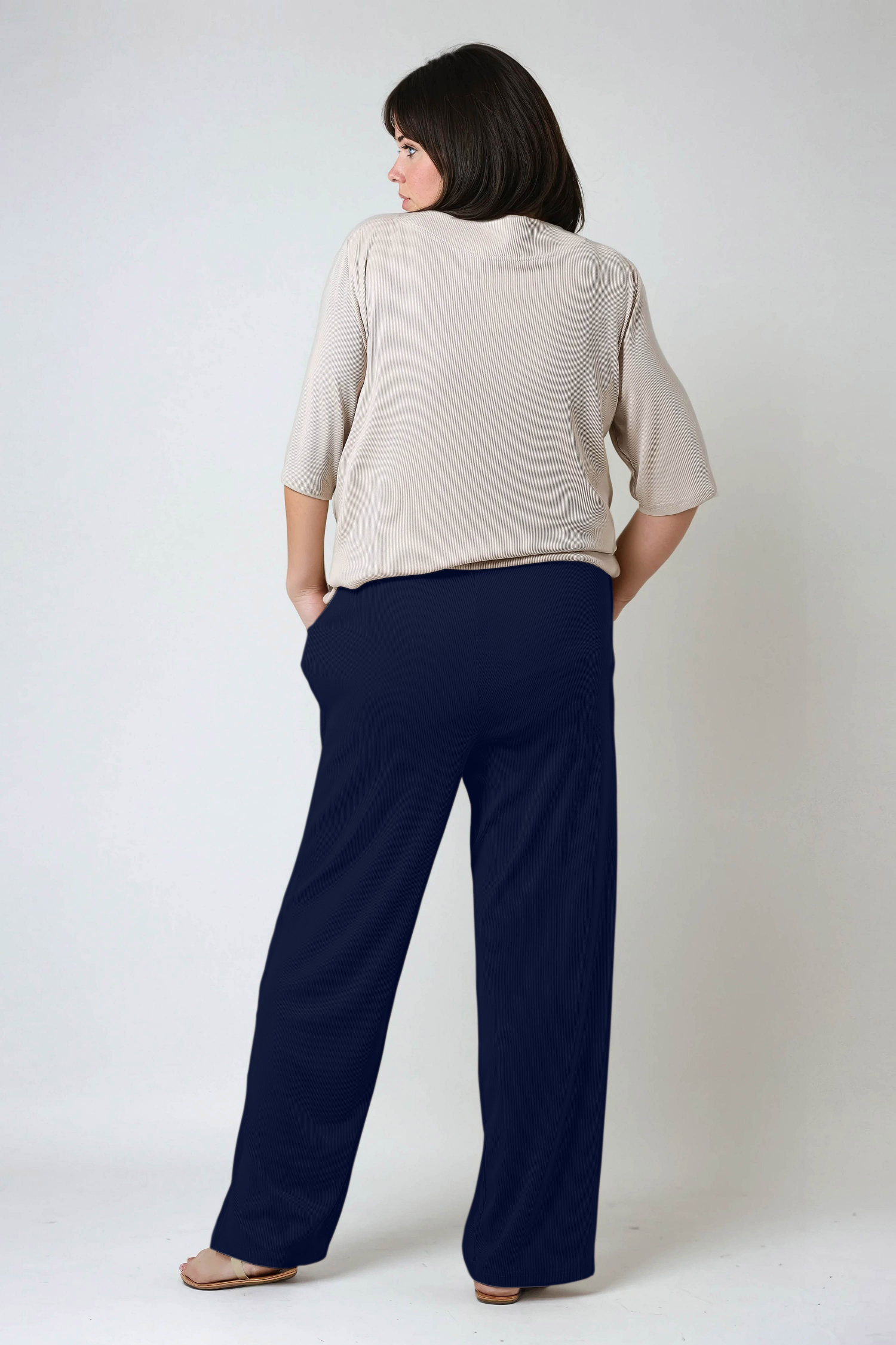 Plain ribbed pants