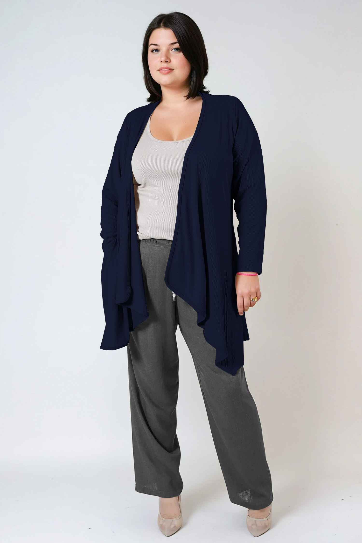 Flowing mesh vest with cascading front