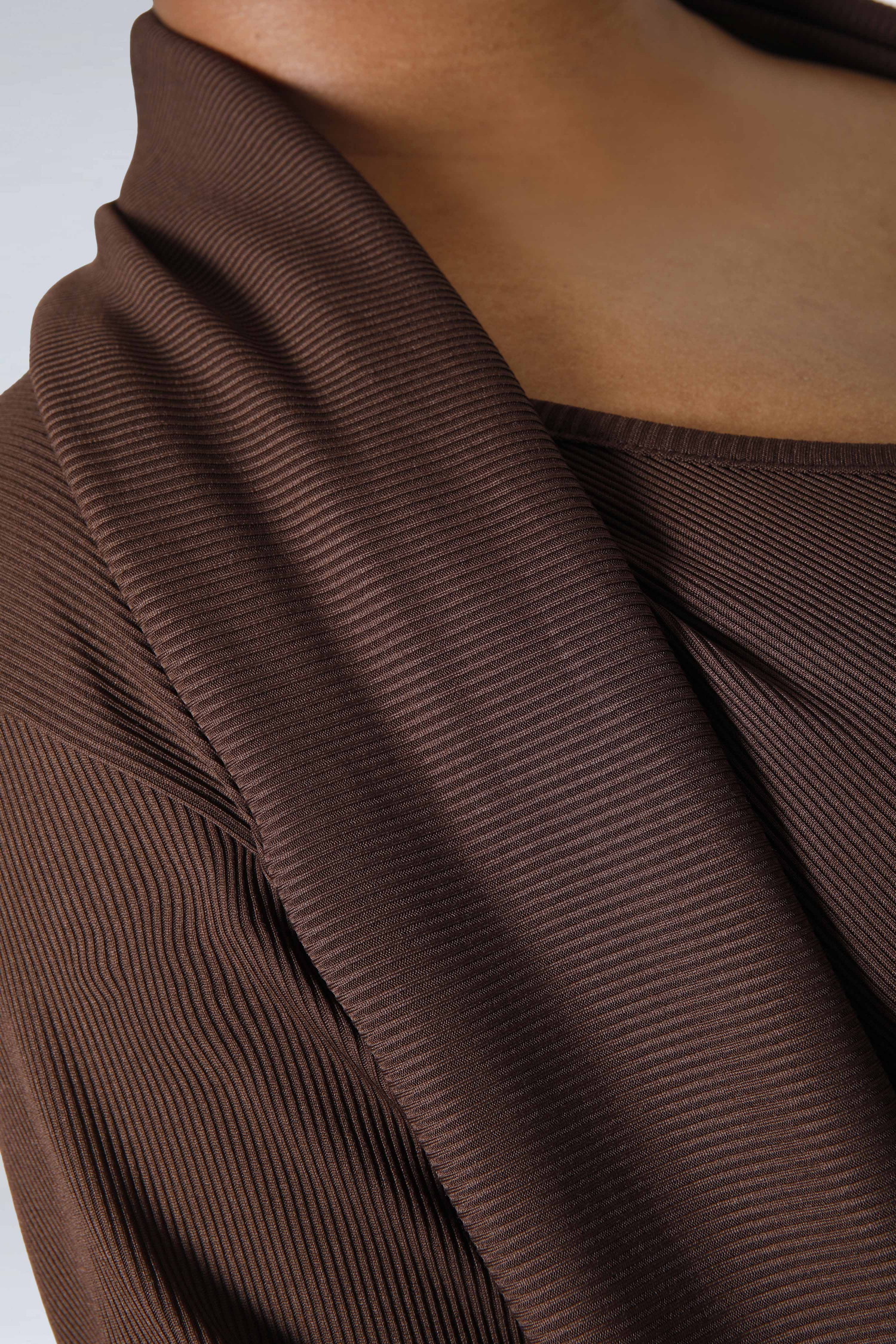Long gilet en maille cotelé avec écharpe amovible