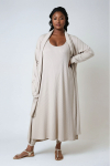 Long ribbed knit cardigan with removable scarf