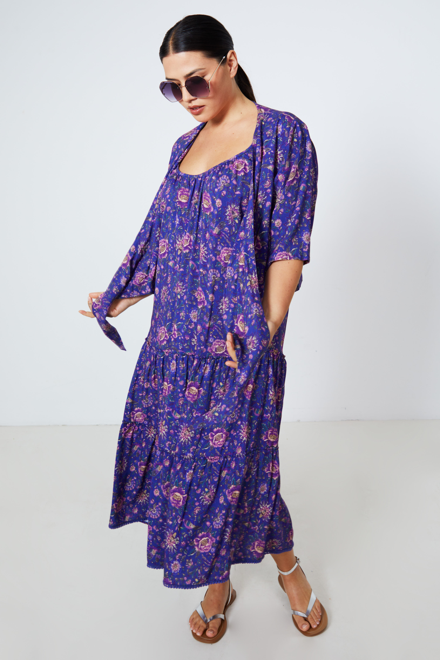 printed dress and bolero set
