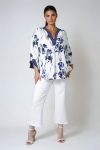 Blouse with mixed flower and polka dot print 