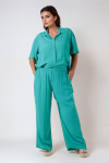 Plain crepe flowing pants