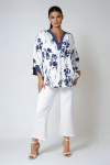 Blouse with mixed flower and polka dot print 