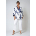 Blouse with mixed flower and polka dot print 