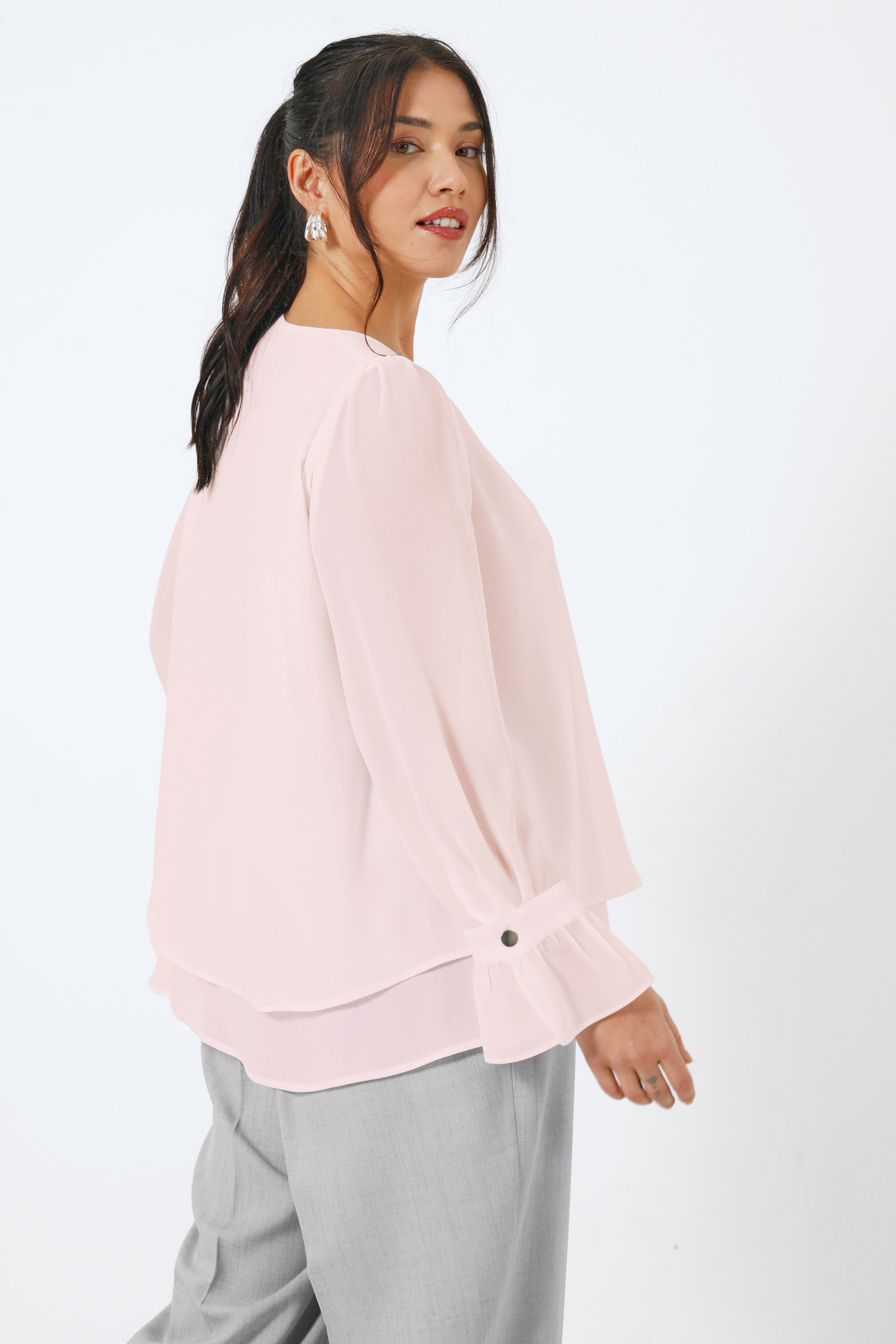 Plain voile blouse in overlay