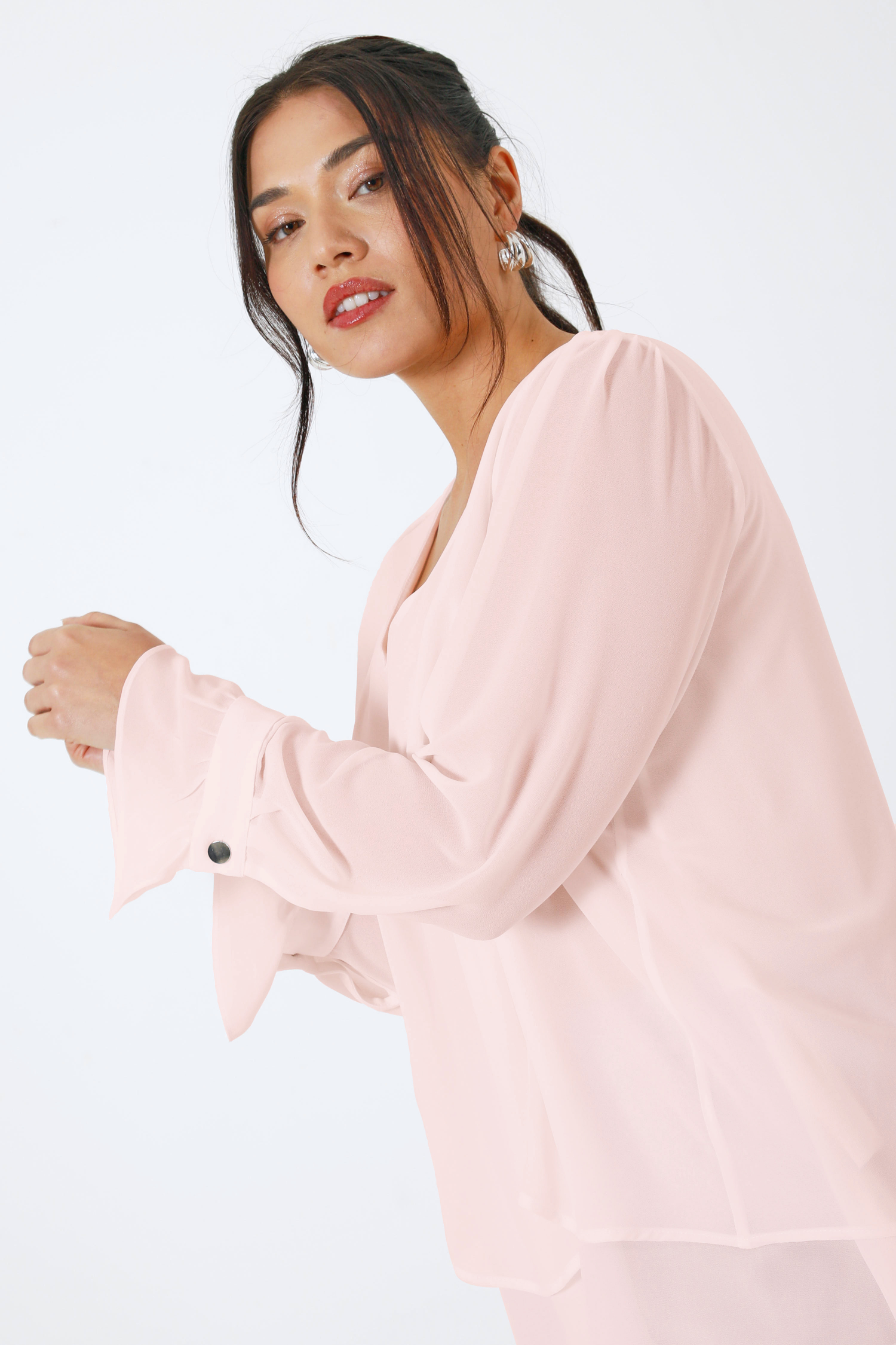 Plain voile blouse in overlay