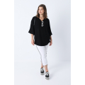 Pantalon 7/8ème en bengaline avec passepoil