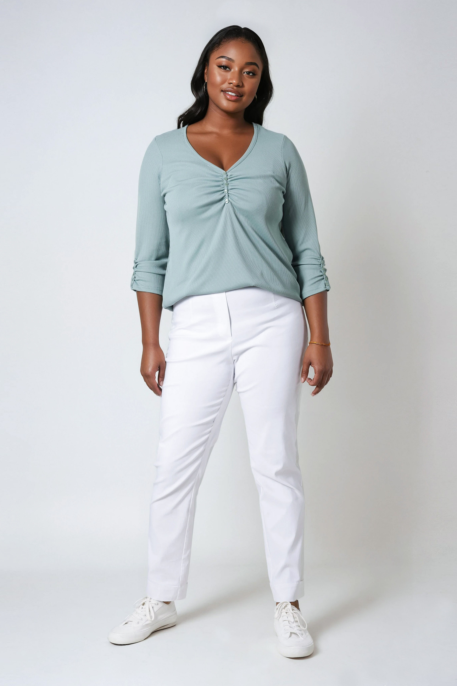 Straight pants in eco-responsible bengaline