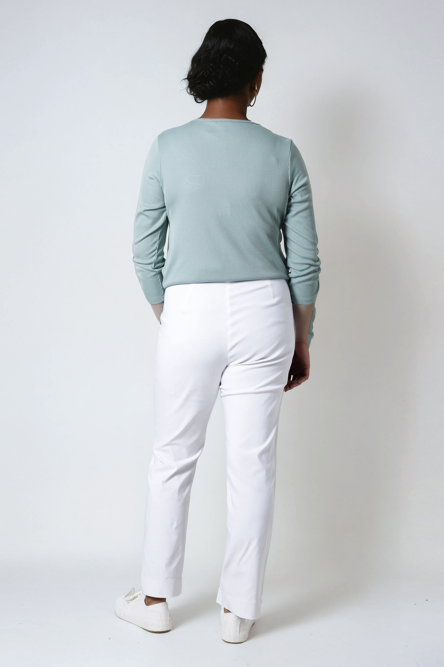 Straight pants in eco-responsible bengaline
