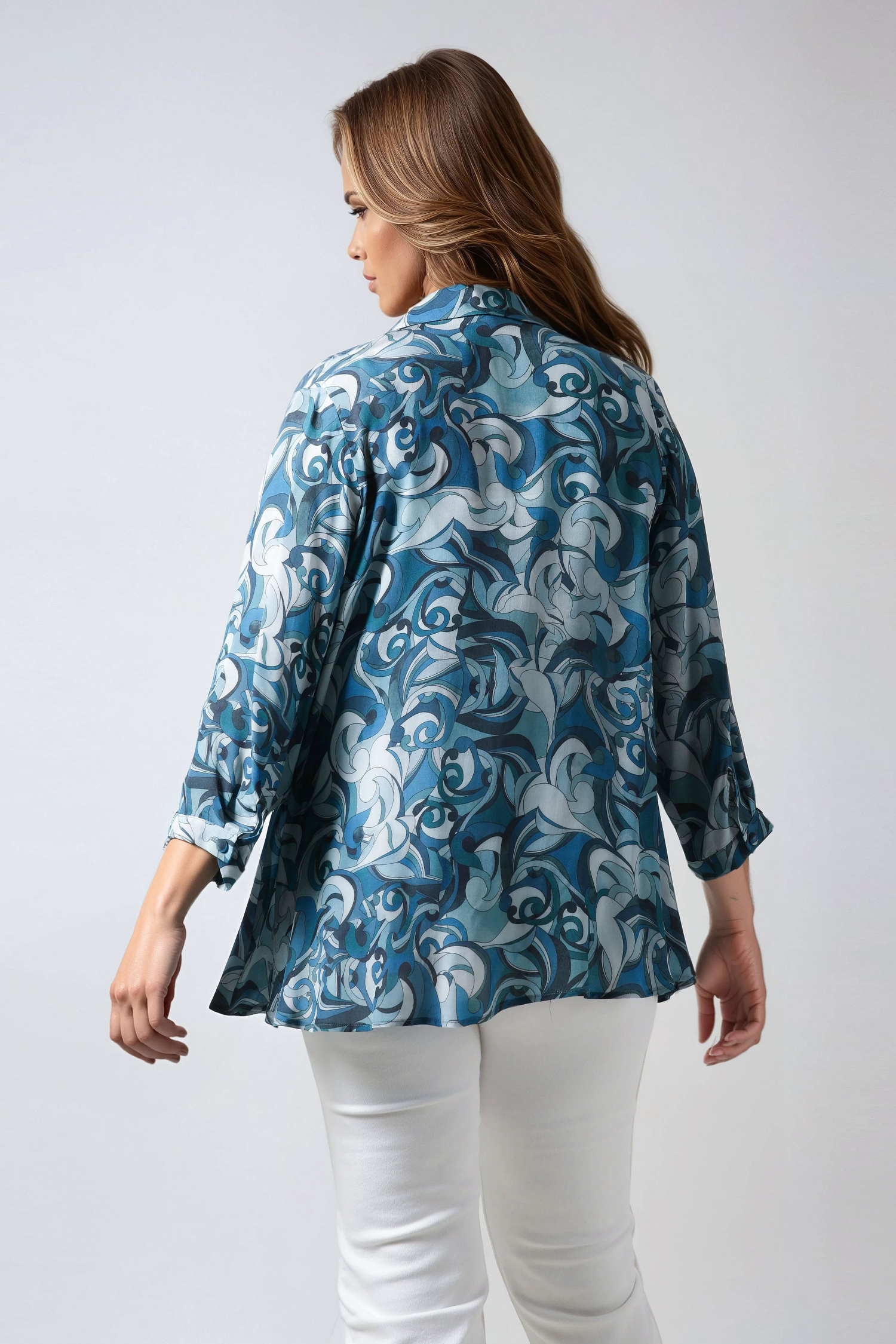 Trapeze-shaped viscose crepe shirt 