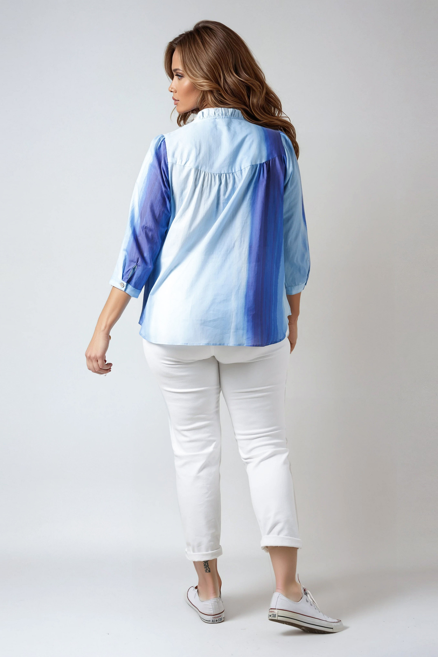 Printed cotton voile blouse