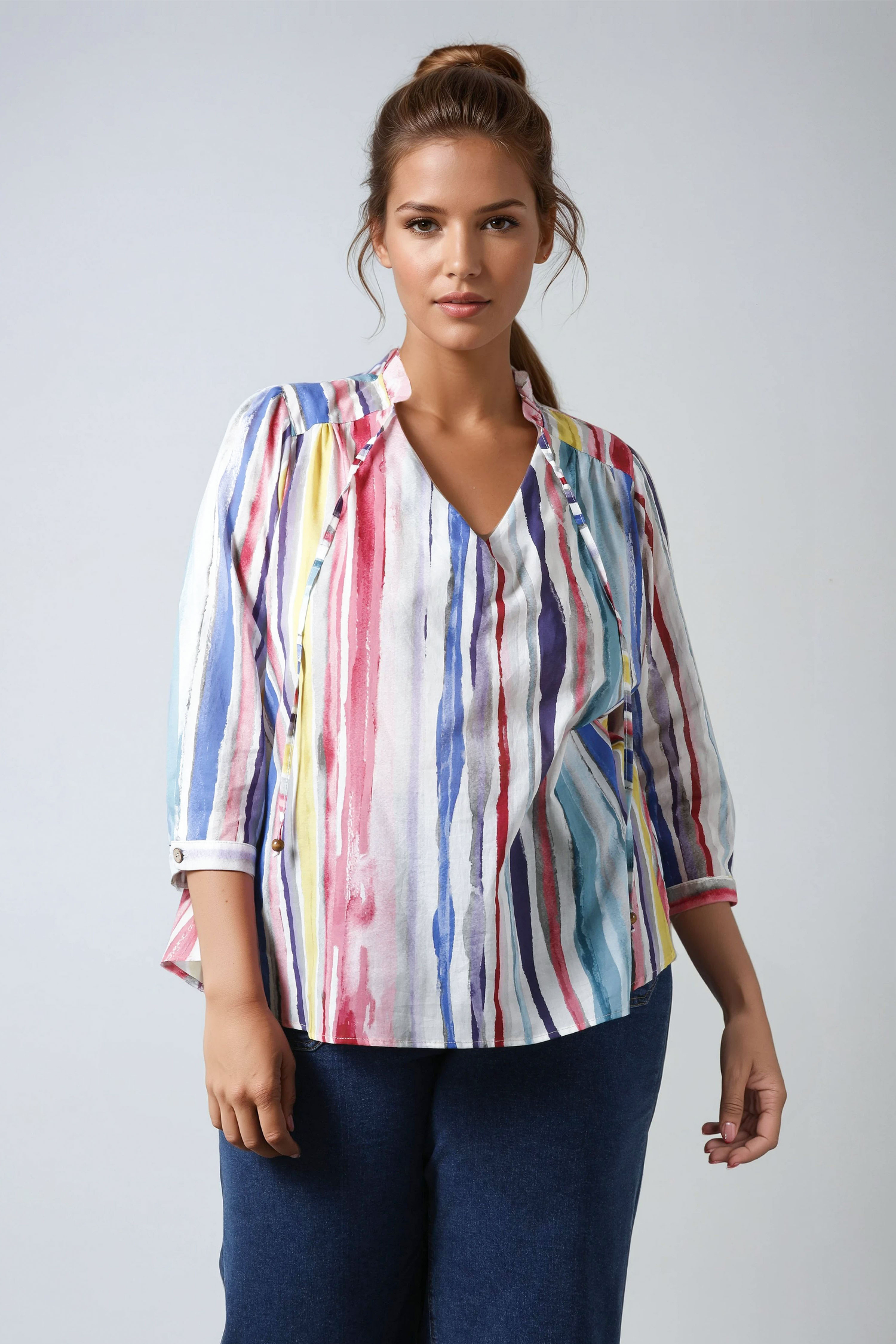 Printed cotton voile blouse