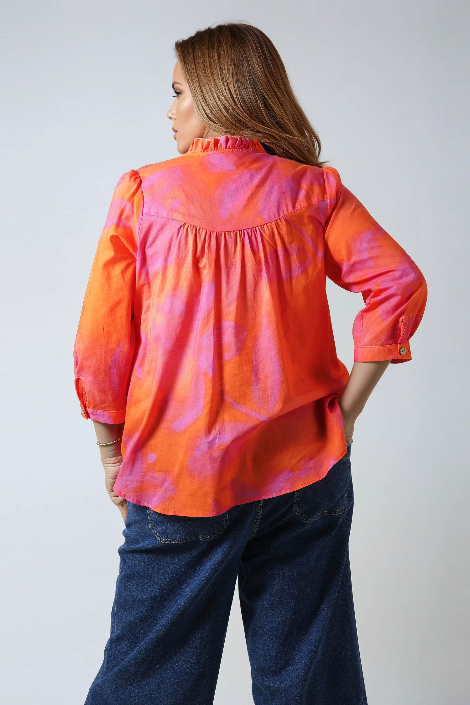 Printed cotton voile blouse