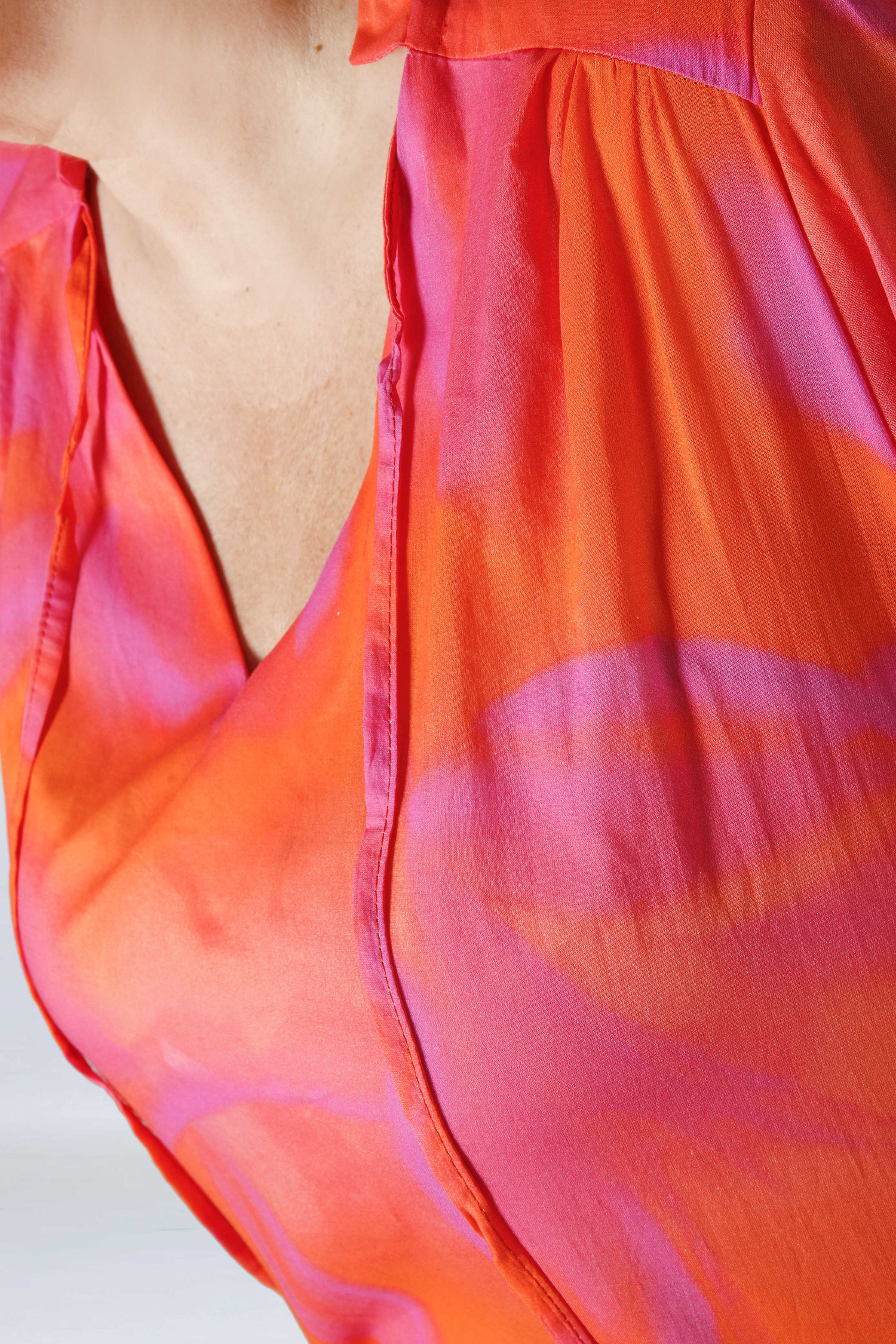 Printed cotton voile blouse