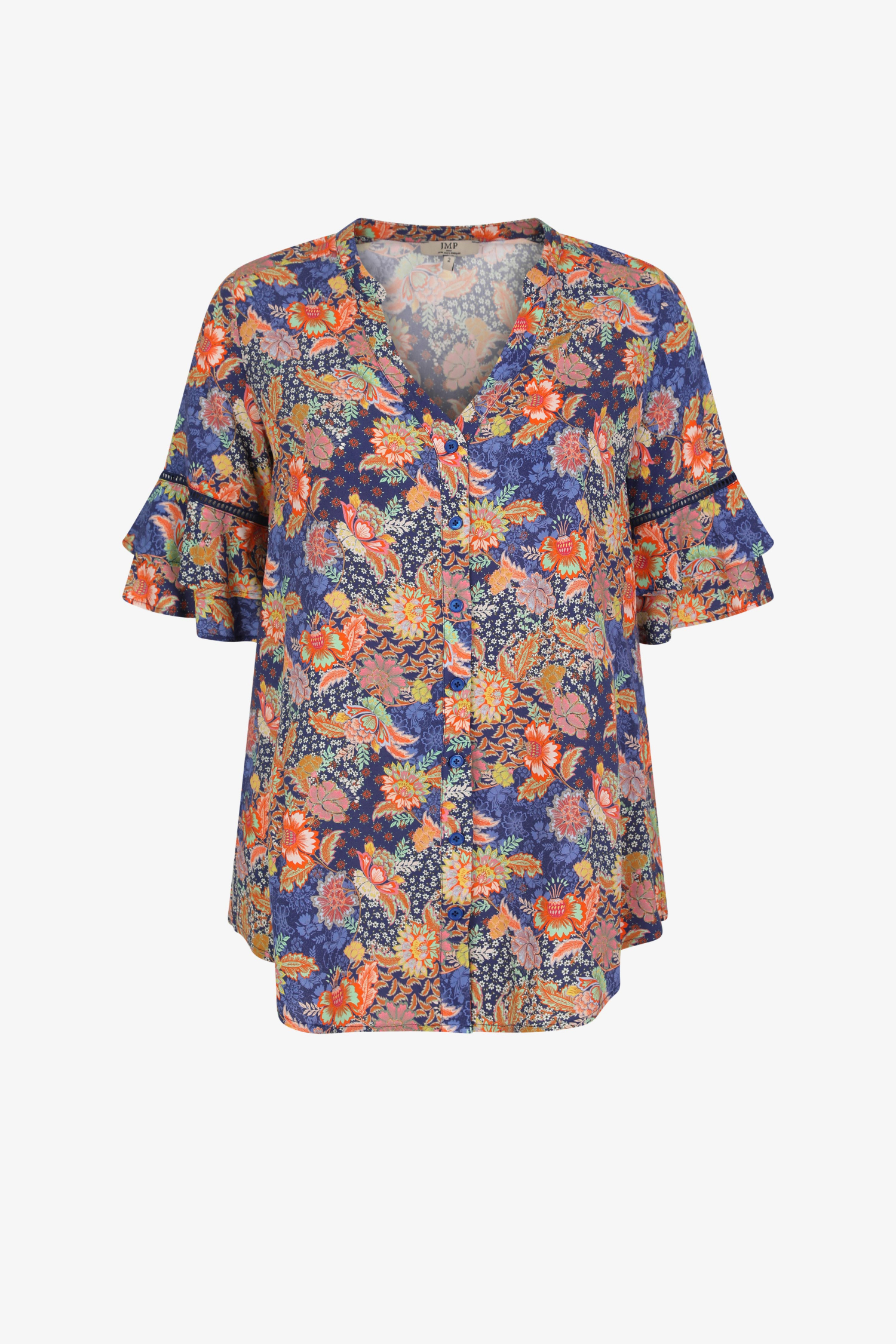 Chemise imprimée avec manches volantées matière éco-responsable