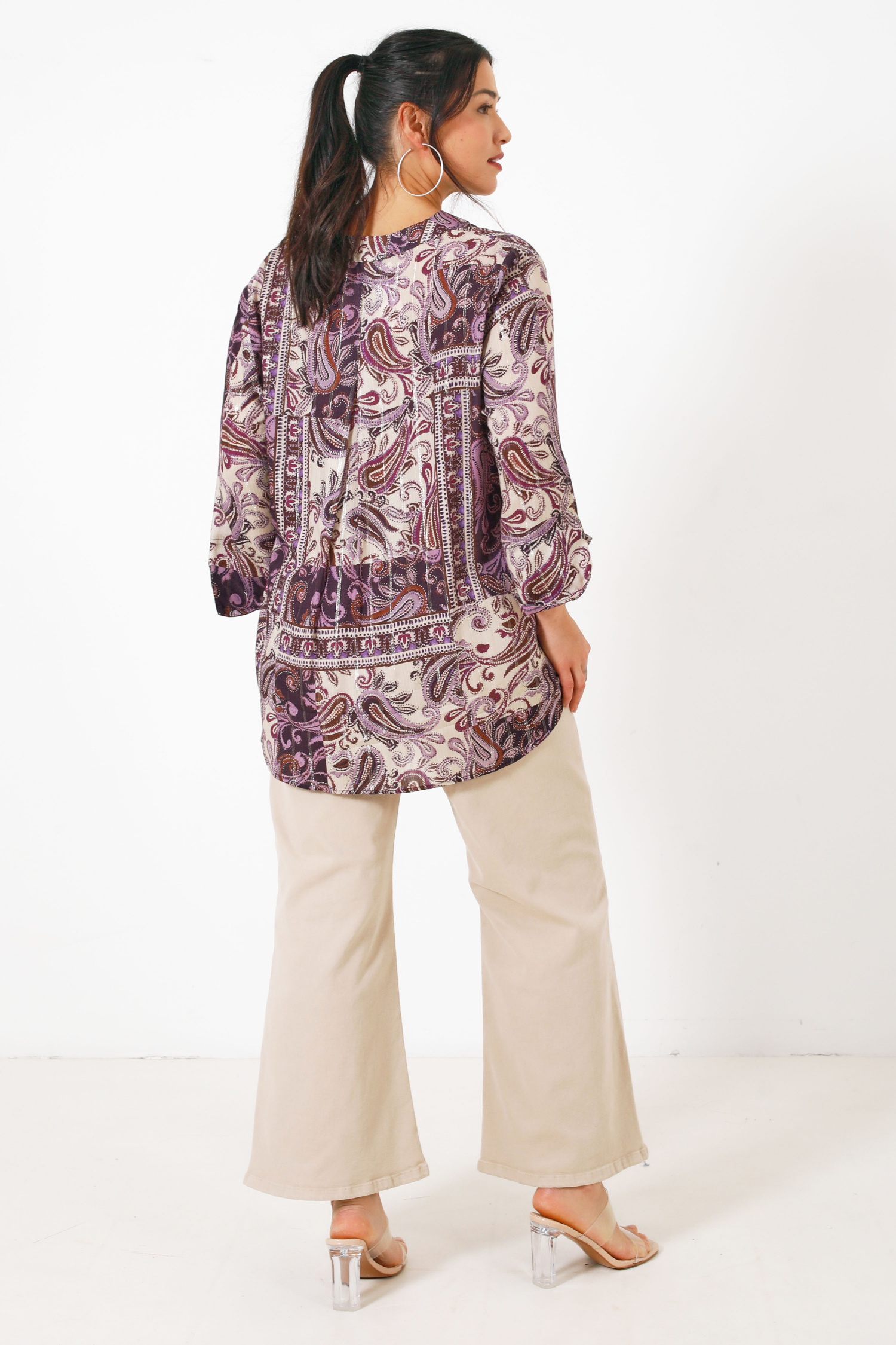 Printed blouse with lurex thread