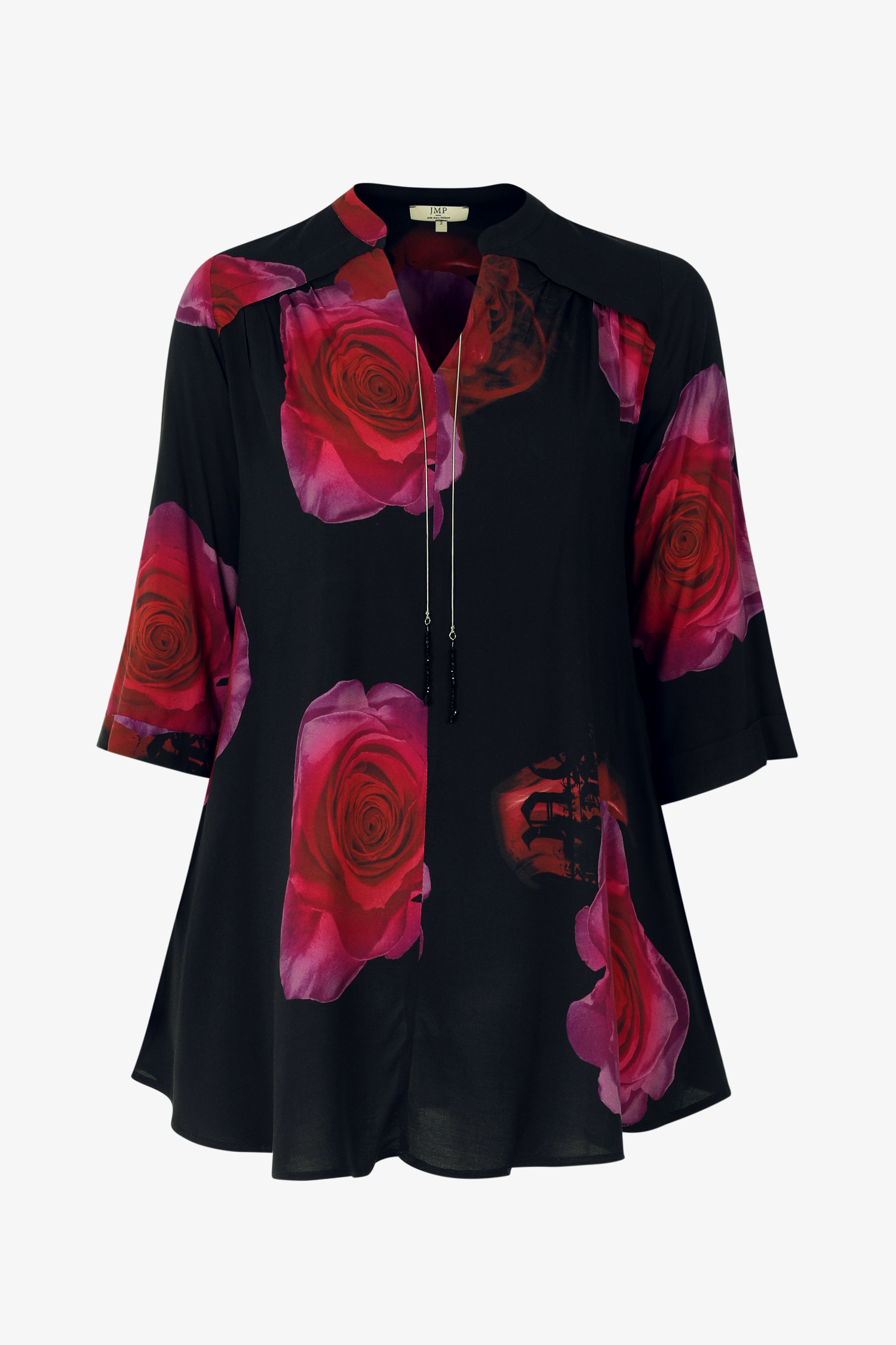 Printed blouse with beaded chain
