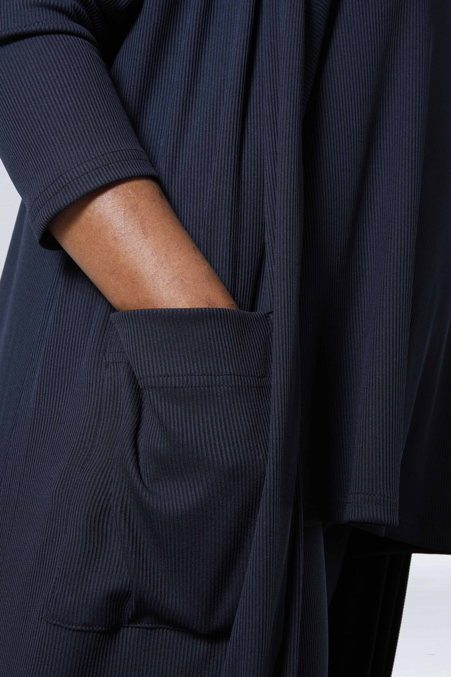 Long gilet en maille cotelé avec écharpe amovible