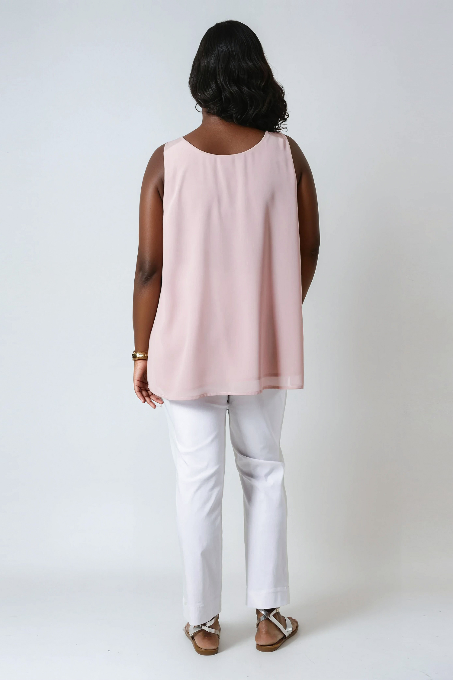 Double tank top in plain voile