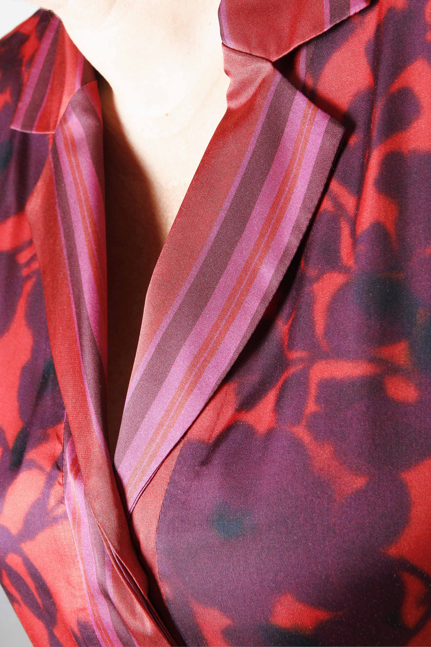 Satin dress with stripes and flowers