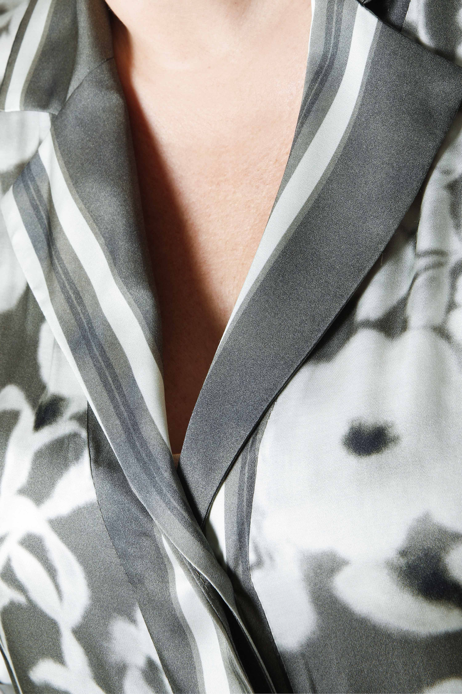 Satin dress with stripes and flowers