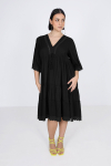 Plain bohemian-style midi dress with braid