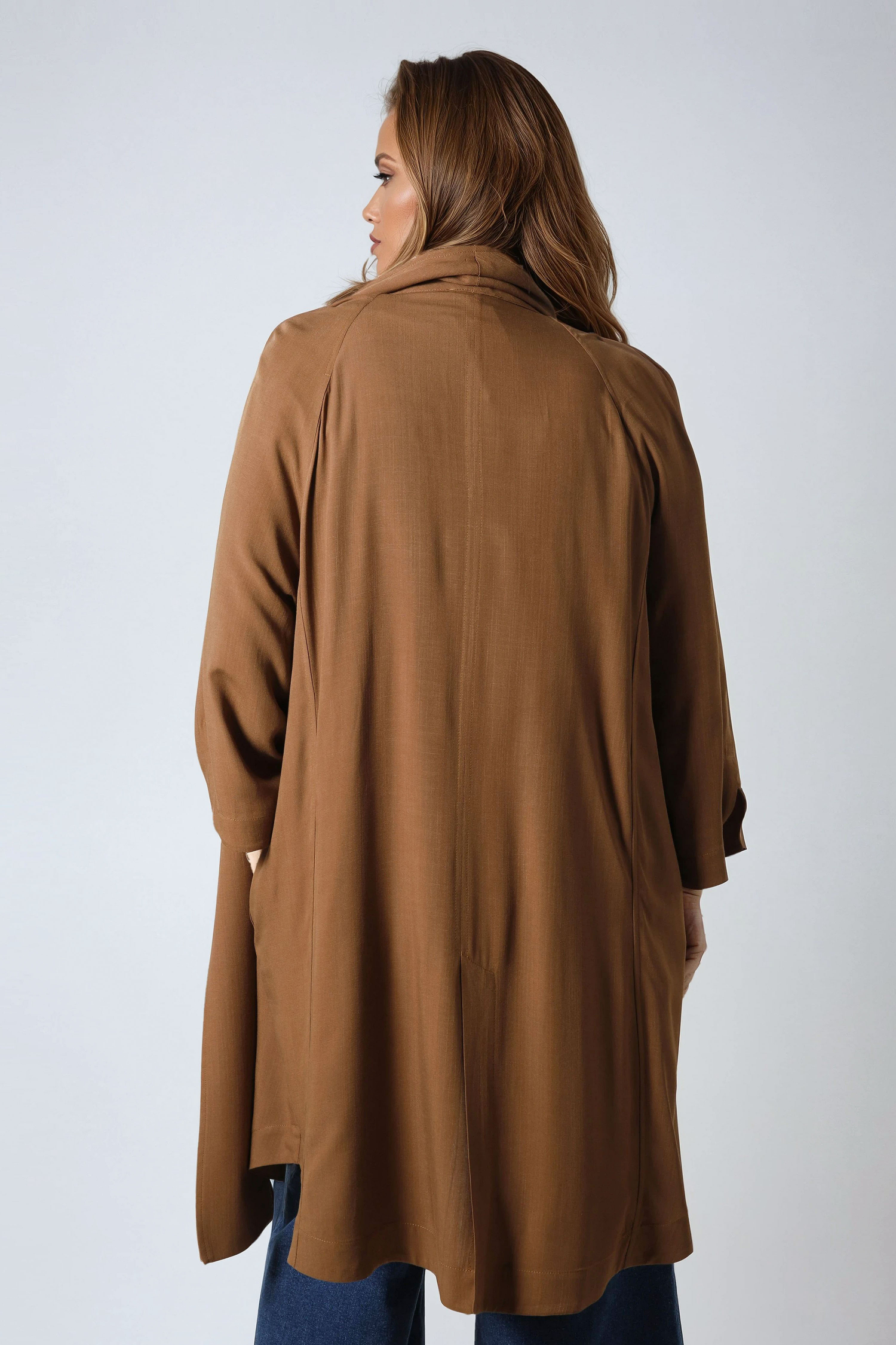 Jacket with waterfall collar in viscose linen