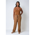 Plain viscose linen pants