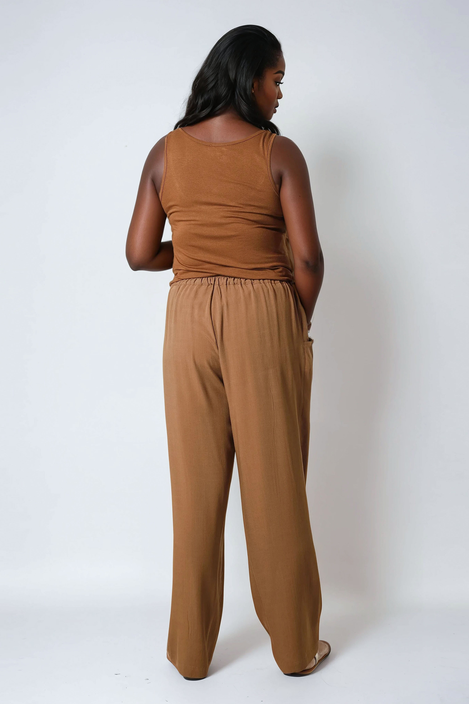 Plain viscose linen pants