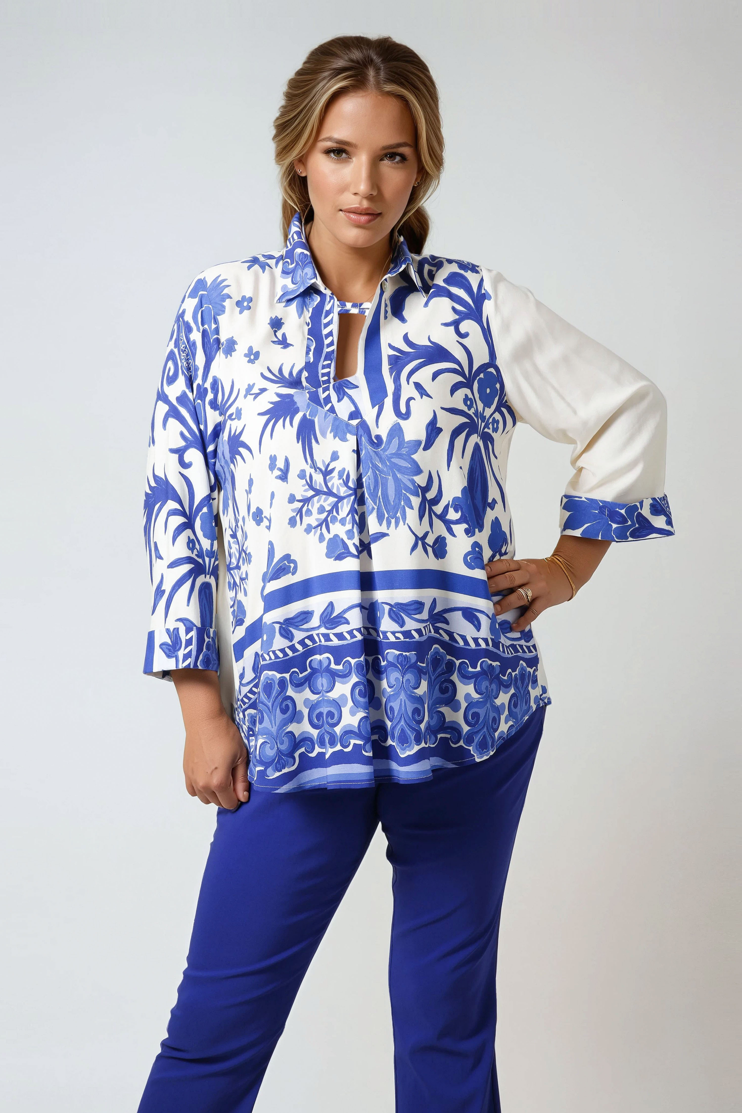 Ecovero viscose blouse patch with two patterns