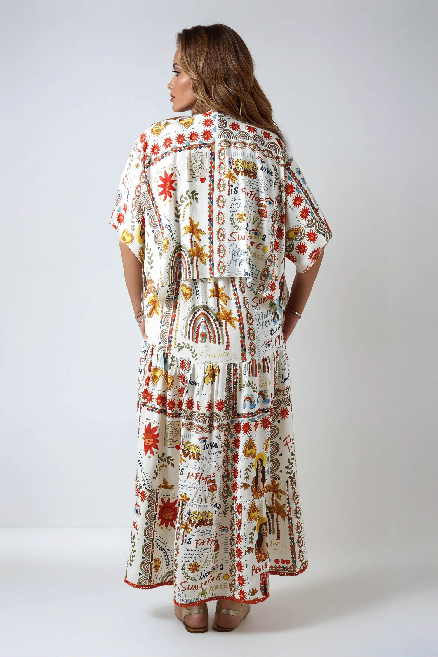 T-shaped printed bolero
