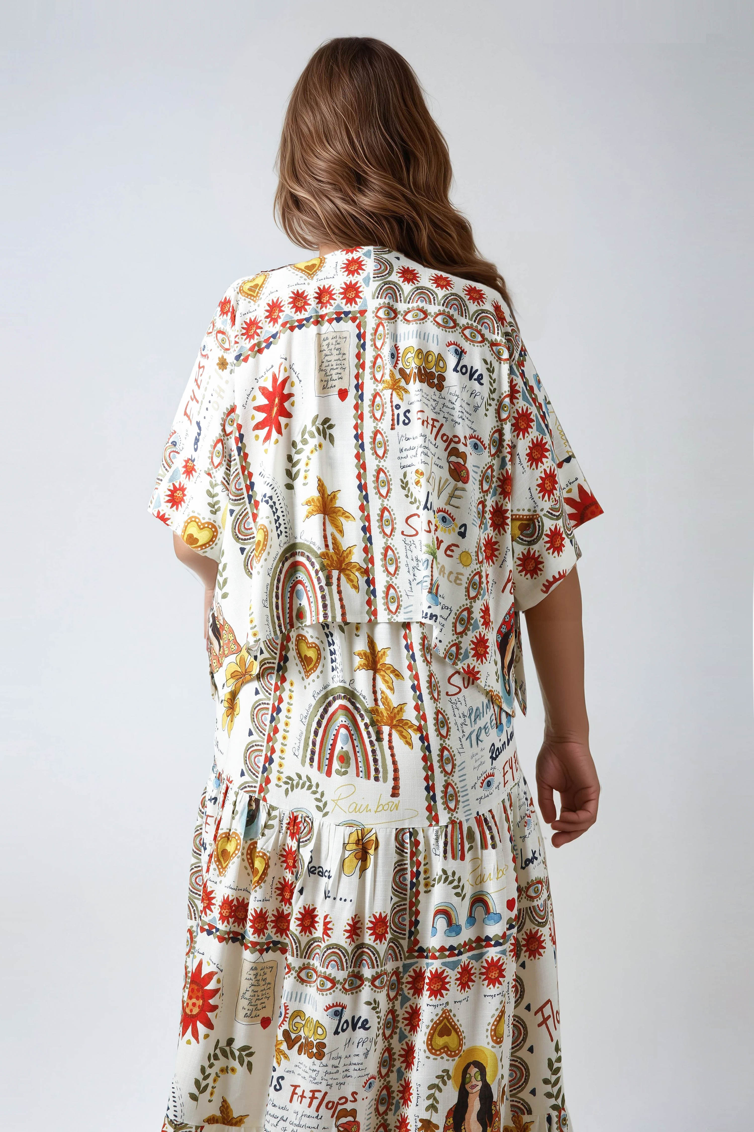 T-shaped printed bolero