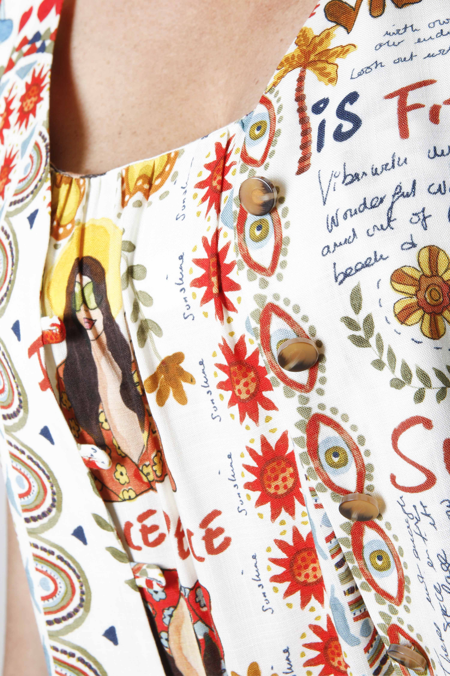 T-shaped printed bolero