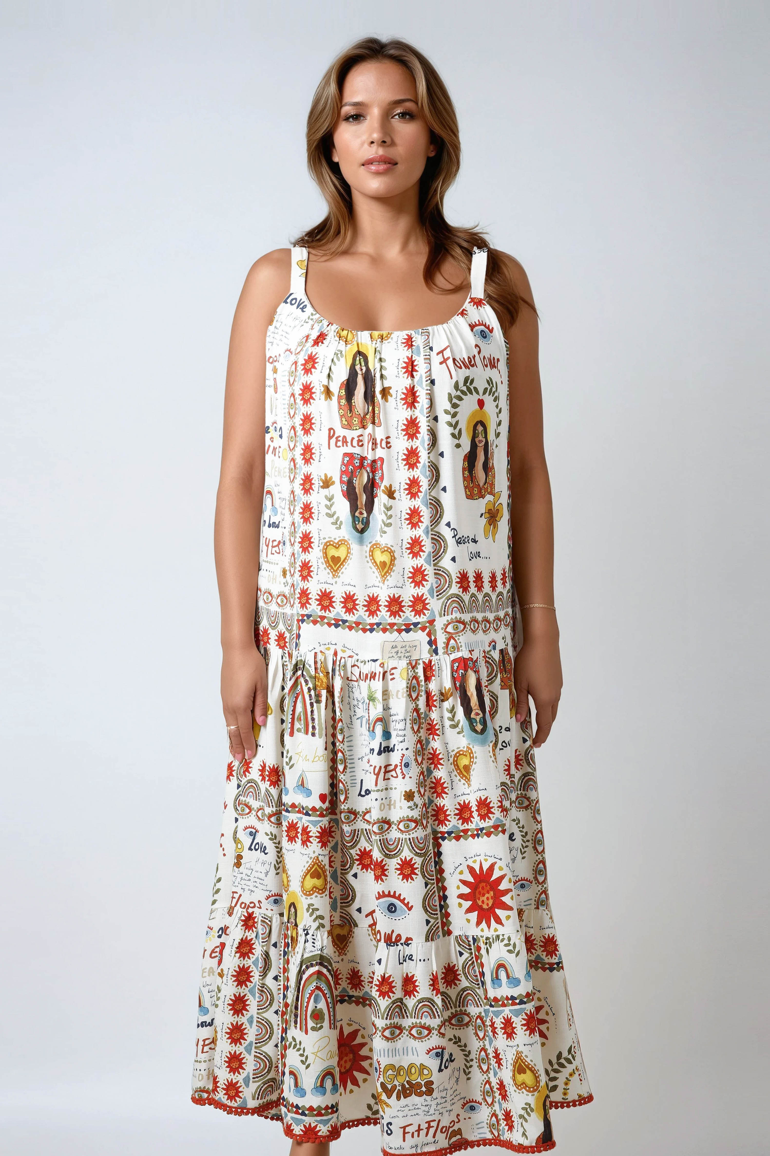 Bohemian style long strappy dress