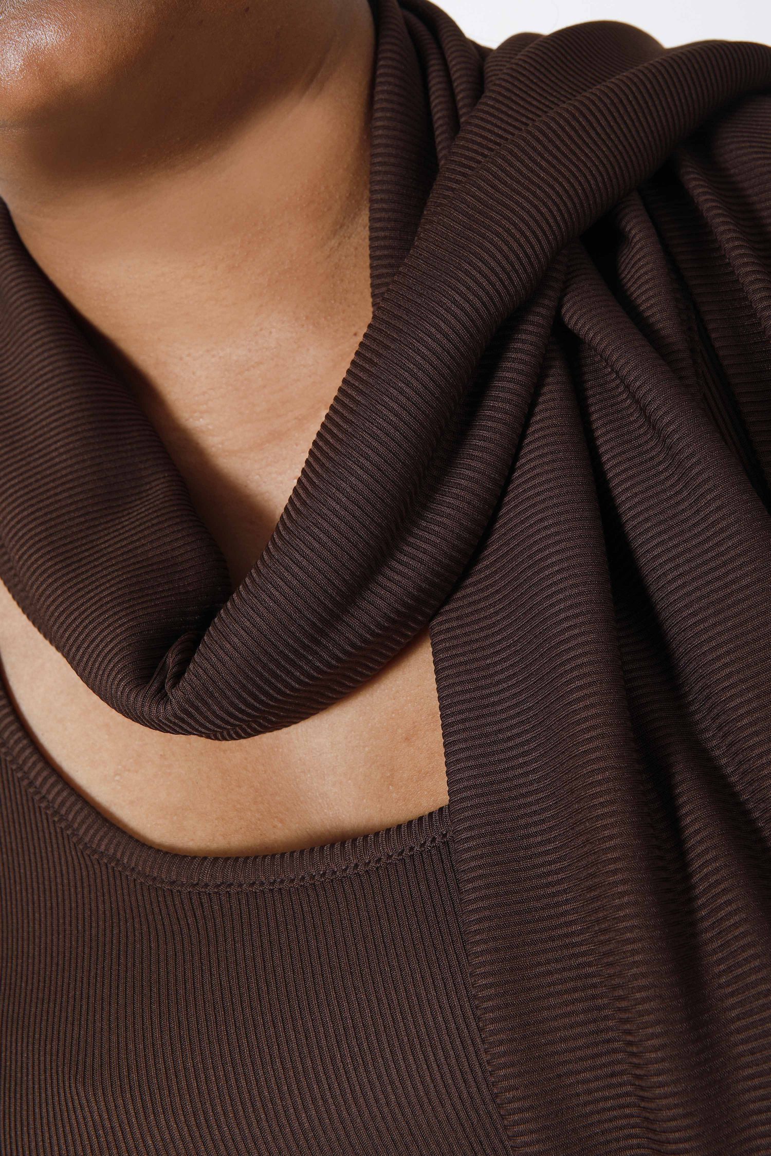 Cascading front ribbed knit vest