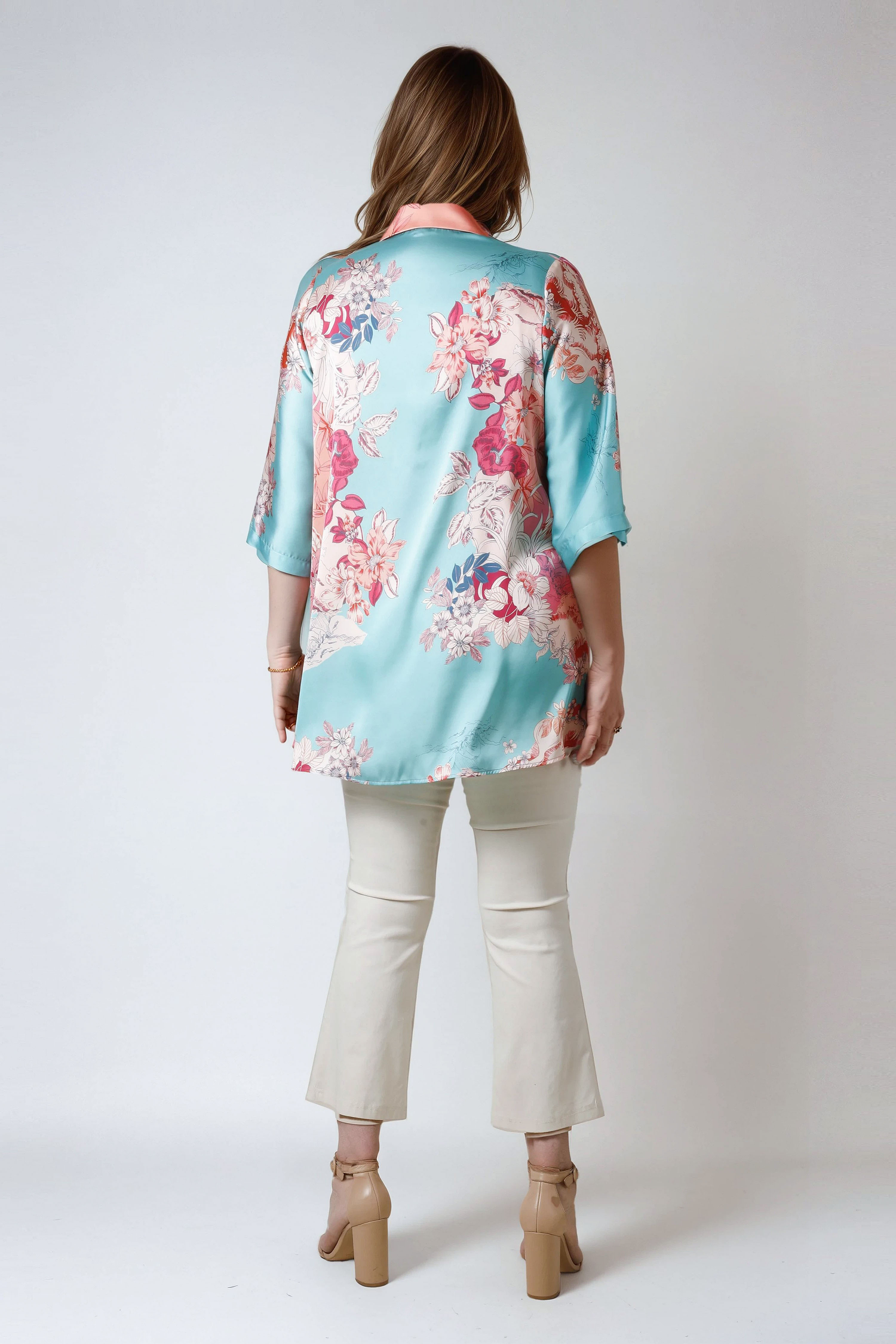 Shirt in very fluid viscose crepe graphic patch 