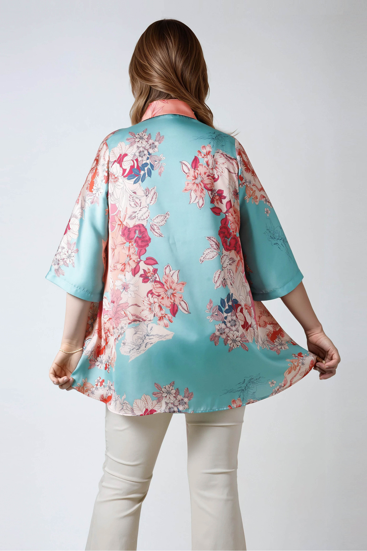 Shirt in very fluid viscose crepe graphic patch 