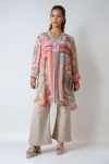 Viscose tunic with patch print of two different patterns in ecovero viscose