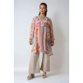 Viscose tunic with patch print of two different patterns in ecovero viscose