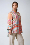 Viscose blouse with patch print of two different patterns in ecovero viscose