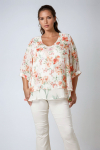 Printed viscose chiffon overlay blouse
