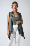 Cascading front ribbed knit vest