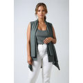 Cascading front ribbed knit vest