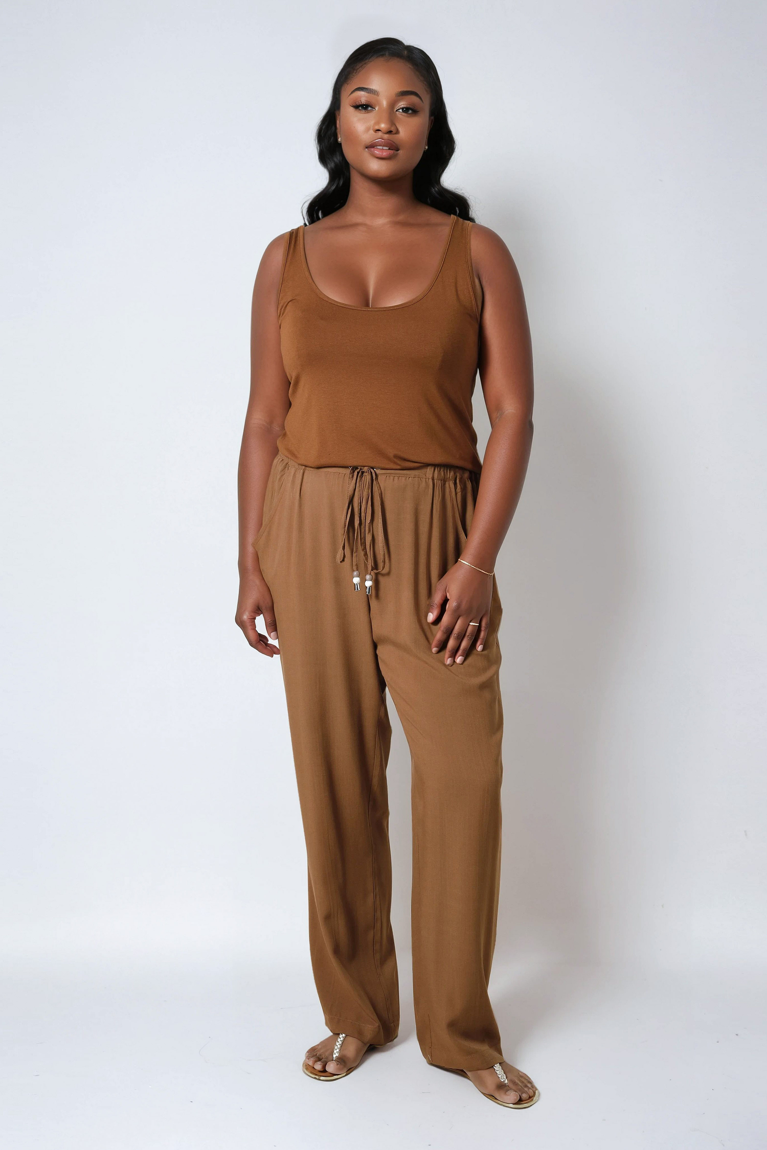 Plain viscose knit tank top