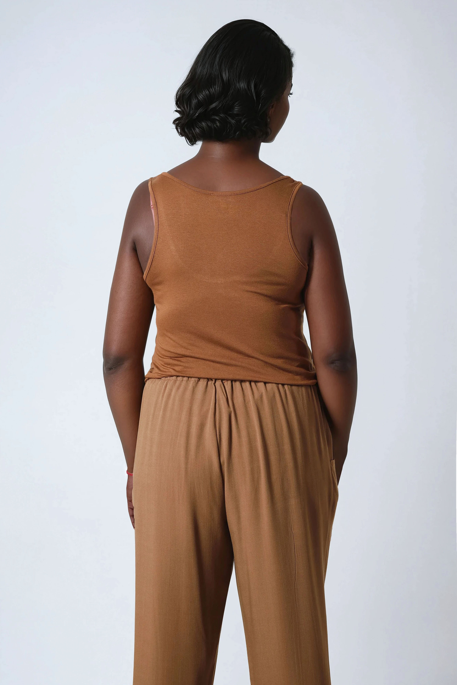 Plain viscose knit tank top