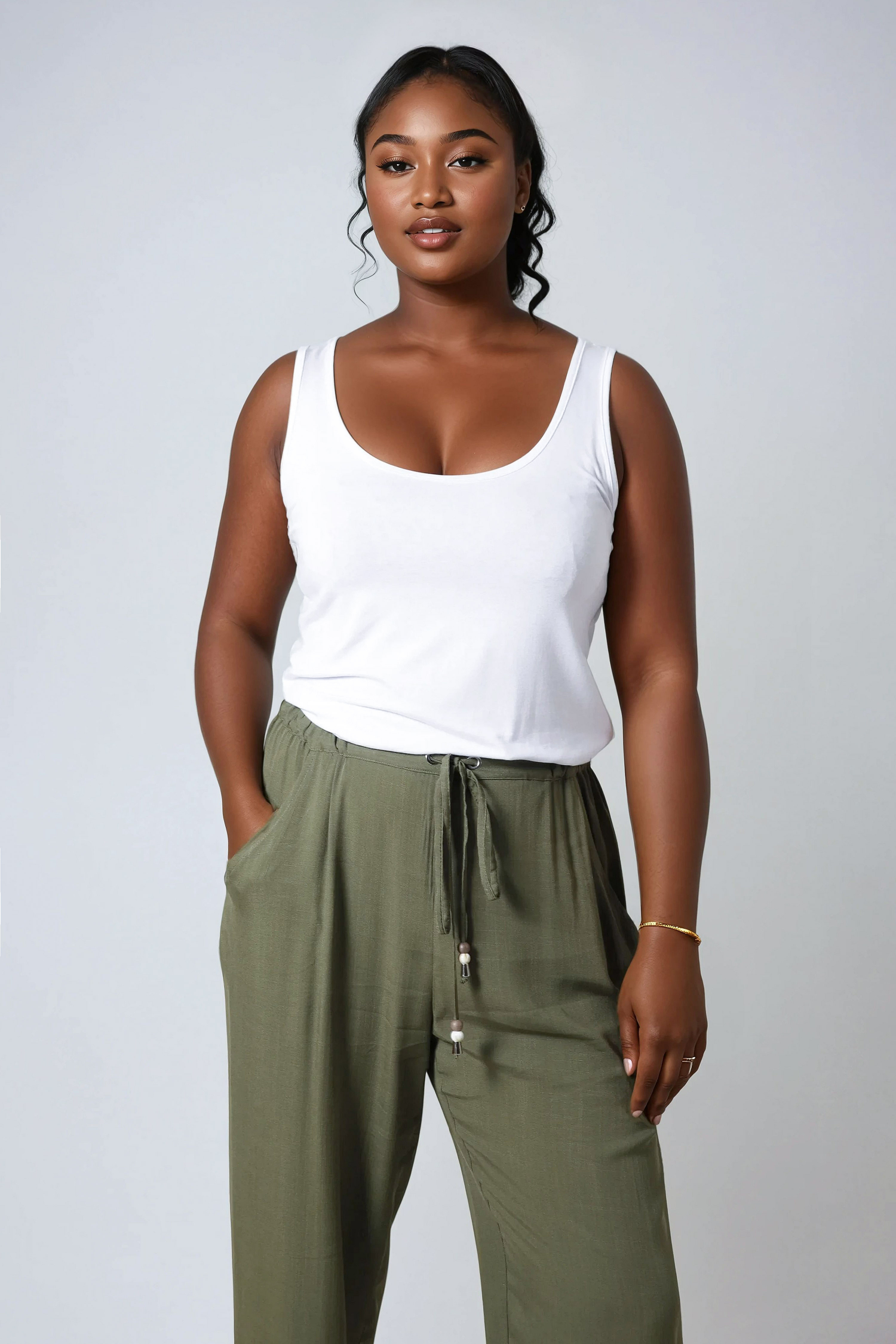 Plain viscose knit tank top