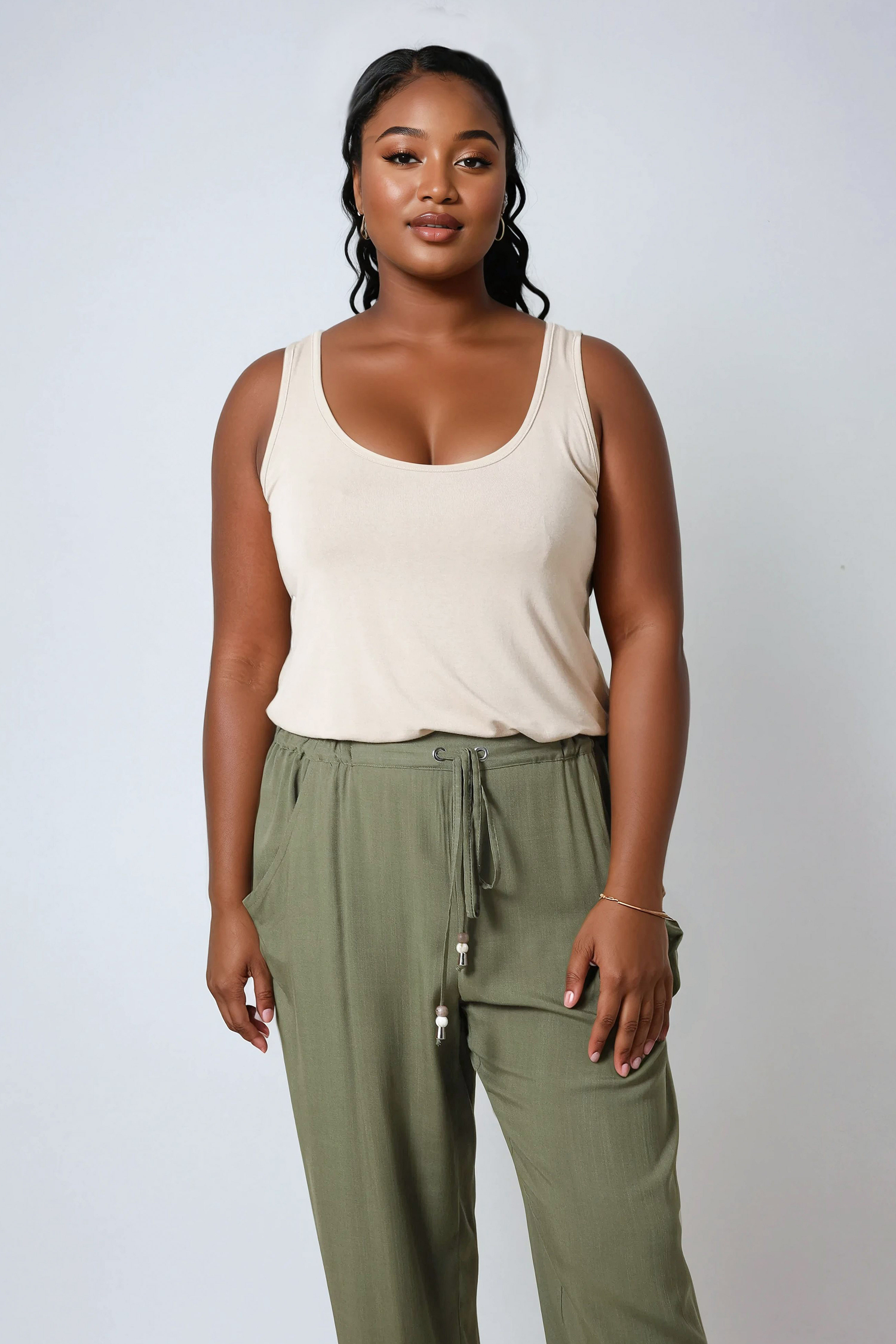 Plain viscose knit tank top